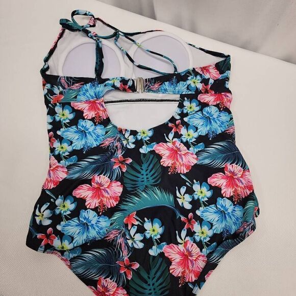 JASAMBAC Women's Size L One Shoulder One Piece Swimsuit Tummy Control Ruched NEW - Picture 4 of 8